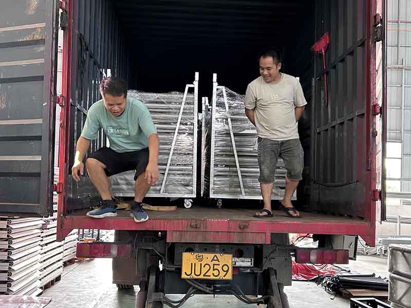 stage barriers trolley loading